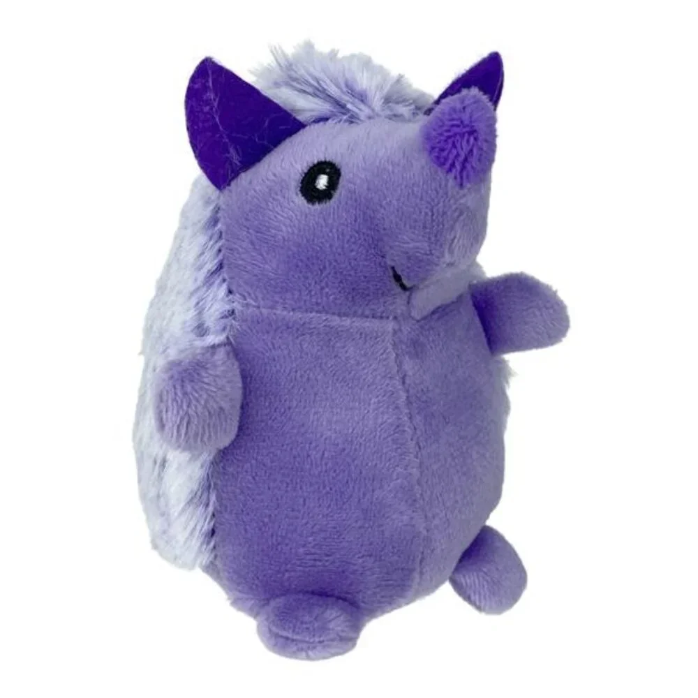 (3 pack) Multipet Mini Pet Plush Hedgehog Small Dog Toy with Squeaker, Purple